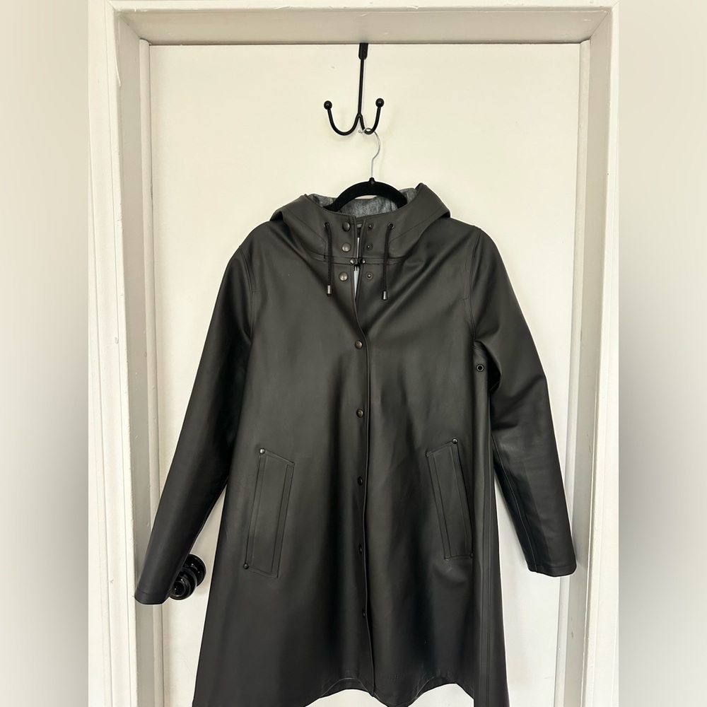 Stutterheim Black Moseback Long Raincoat - Waterproof
